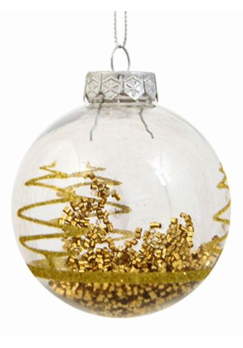Χριστουγεννιάτικη Μπάλα Διάφανη με Χρυσά Σχέδια (8cm)
