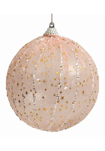 Χριστουγεννιάτικη Μπάλα Ροζ με Αστέρια (8cm)