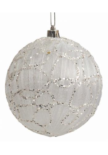 Χριστουγεννιάτικη Μπάλα Ασημί με Στρας (8cm)
