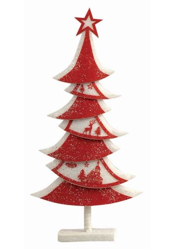 Χριστουγεννιάτικo Διακοσμητικό Φελιζόλ Δεντράκι Κόκκινο (35cm) - 1 Τεμάχιο