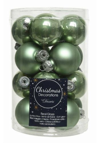 Χριστουγεννιάτικες Μπάλες Γυάλινες Πράσινες - Σετ (3.5cm)