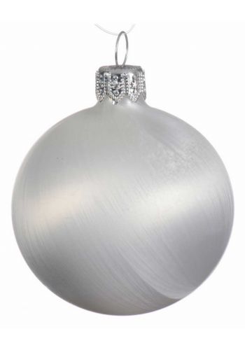 Χριστουγεννιάτικη Μπάλα Οροφής Γυάλινη Λευκή Ματ (15cm)