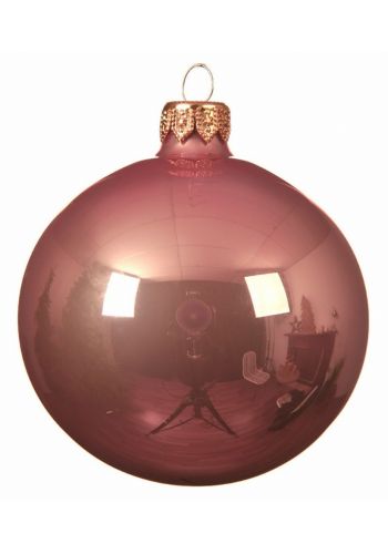 Χριστουγεννιάτικη Μπάλα Οροφής Γυάλινη Ροζ Σκούρα Γυαλιστερή (15cm)