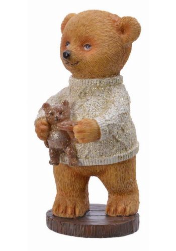 Χριστουγεννιάτικο Ξύλινο Διακοσμητικό Αρκουδάκι (15cm)