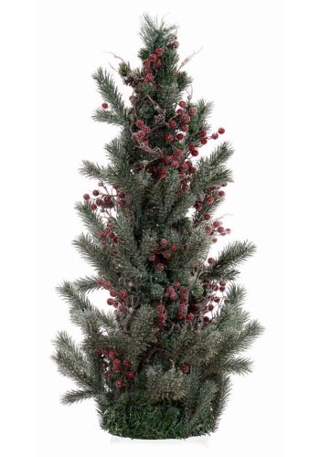 Χριστουγεννιάτικο Επιτραπέζιο Χιονισμένο Δέντρο με Berries (70cm)