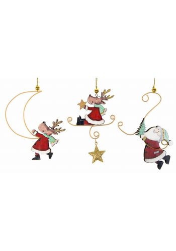 Χριστουγεννιάτικo Ξύλινο Στολίδι με Φιγούρα - 3 Σχέδια (10cm)