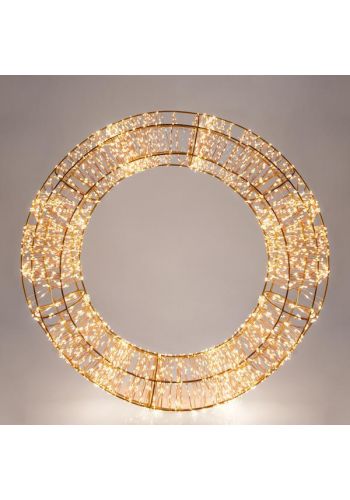 Χριστουγεννιάτικο Στεφάνι Μεταλλικό με 4800 LED Gold Θερμά (70cm) - 1 Τεμάχιο