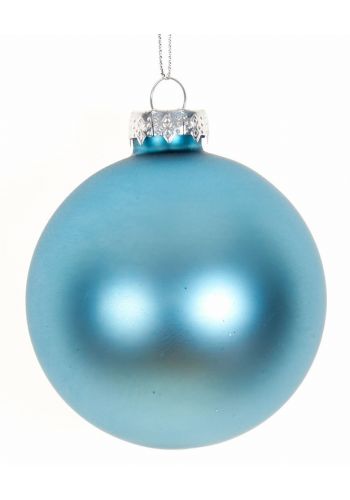 Χριστουγεννιάτικη Μπάλα Γυάλινη Μπλε Ματ (10cm)