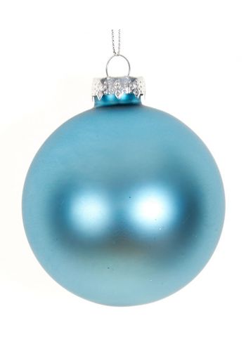 Χριστουγεννιάτικη Μπάλα Γυάλινη Γαλάζια Ματ (8cm)