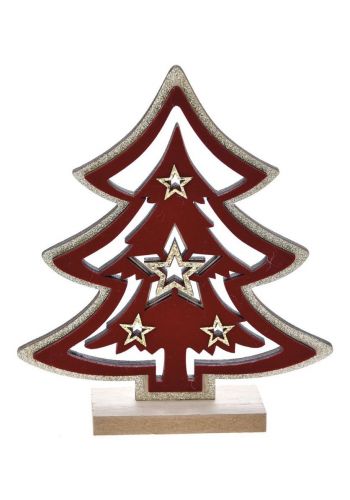 Χριστουγεννιάτικο Διακοσμητικό Ξύλινο Δεντράκι Κόκκινο (23cm)