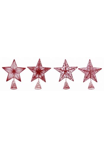 Χριστουγεννιάτικη Κορυφή Δέντρου Αστέρι Κόκκινη - 4 Σχέδια