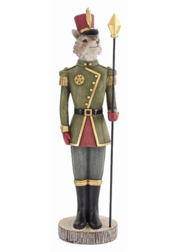 Χριστουγεννιάτικη Διακοσμητική Πολυρεζίνη Αλεπού Στρατιώτης Πολύχρωμη (35cm)