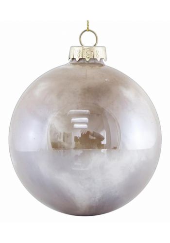 Χριστουγεννιάτικη Μπάλα Γυάλινη Μπεζ Ιριδίζουσα σετ 4 Τεμ. (8cm)