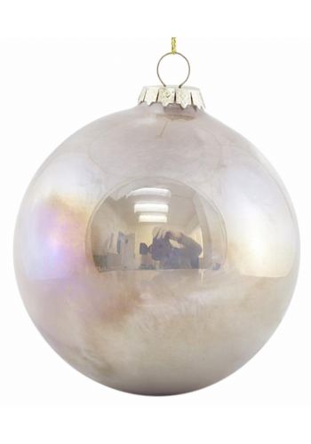 Χριστουγεννιάτικη Μπάλα Γυάλινη Μπεζ Ιριδίζουσα Σετ 4 τεμ. (10cm)