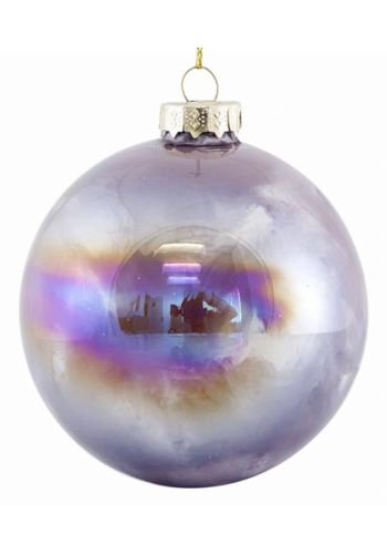 Χριστουγεννιάτικη Μπάλα Γυάλινη Μωβ Ιριδίζουσα - Σετ 4 Τεμ. (8cm)