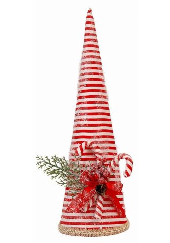 Χριστουγεννιάτικος Κώνος Κόκκινο Ριγέ (39cm) - 1 Τεμάχιο