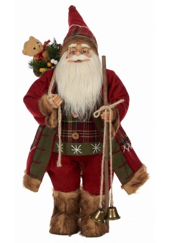 Χριστουγεννιάτικος Διακοσμητικός Πλαστικός Άγιος Βασίλης Κόκκινος με Αρκουδάκι (60cm)