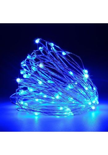 100 Μπλε Φωτάκια LED Eurolamp Εξωτερικού Χώρου, με Ασημί Καλώδιο (10m)