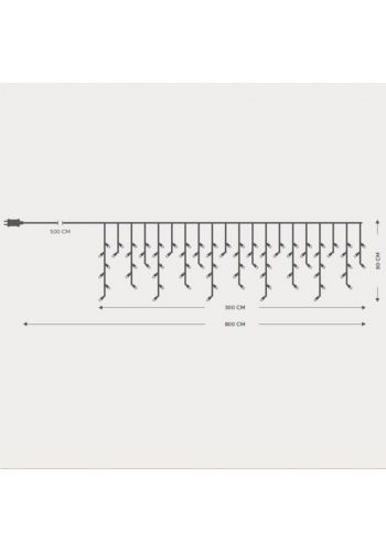 Ασύμμετρη Κουρτίνα led Bluetooth, με 128 Λευκά - Πολύχρωμα Φωτάκια και Διάφανο Καλώδιο 24v (3*0.8m)