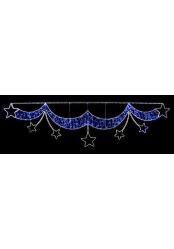 Χριστουγεννιάτικη Επιστύλια Γιρλάντα Αστέρια με Φωτοσωλήνα Led (92cm)