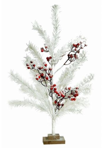 Χριστουγεννιάτικο Επιτραπέζιο Δέντρο Λευκό με Γκι (56cm)
