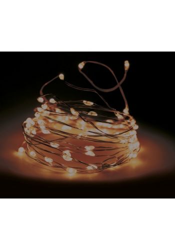 10 Gold Θερμά Φωτάκια LED Copper, με Μπαταρία (0.1m)