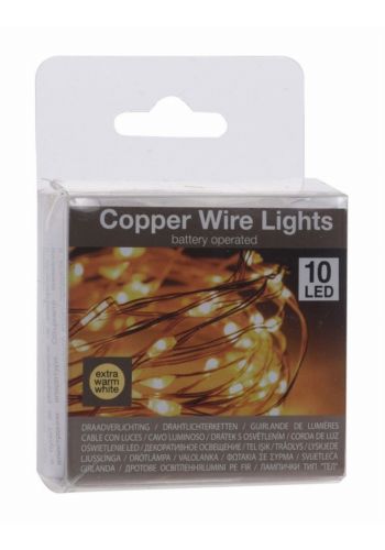 10 Gold Θερμά Φωτάκια LED Copper, με Μπαταρία (0.1m)