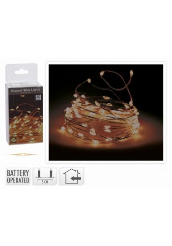 20 Gold Θερμά Φωτάκια LED Copper, με Μπαταρία (0.2m)