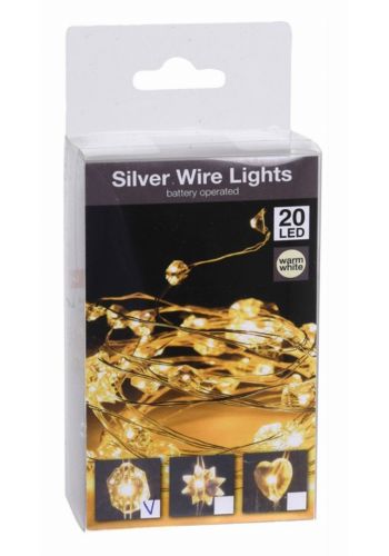 20 Λευκά Θερμά Φωτάκια LED Copper Διαμαντάκια με Μπαταρία (2m)