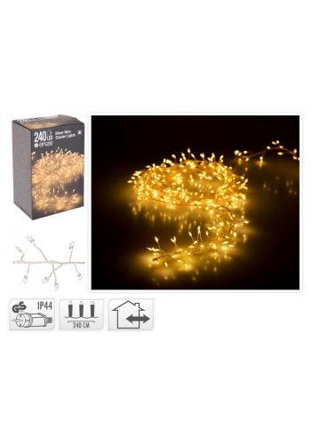 240 Λευκά Θερμά Φωτάκια LED Cluster, Copper (2.4m)