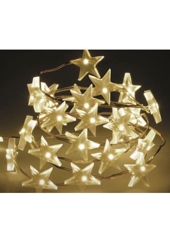 40 Λευκά Ψυχρά Φωτάκια LED Copper Αστεράκια με Μπαταρία (2m)