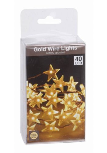 40 Λευκά Θερμά Φωτάκια LED Copper Αστεράκια με Μπαταρία (2m)