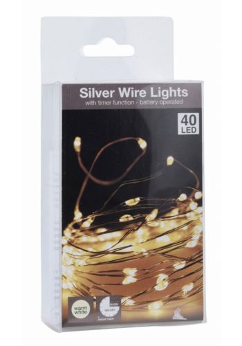 40 Λευκά Θερμά Φωτάκια LED Copper Μπαταρίας, Με Χρονοδιακόπτη (2m)