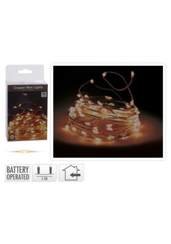 80 Gold Θερμά Φωτάκια LED Copper, με Μπαταρία (0.5m)