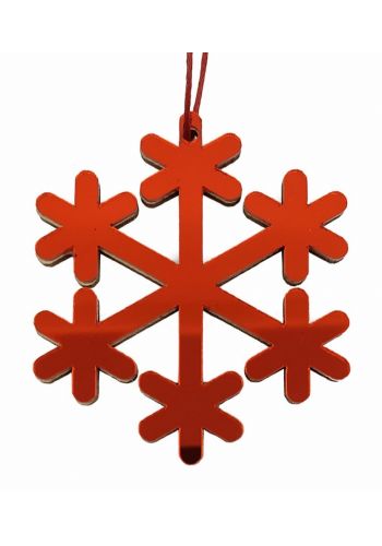 Χριστουγεννιάτικη Ξύλινη Χιονονιφάδα Κόκκινη (7cm)