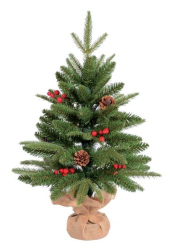 Χριστουγεννιάτικο Επιτραπέζιο Δέντρο με Κουκουνάρια και Γκι (60cm)