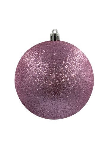 Χριστουγεννιάτικη Μπάλα Ροζ με Γκλίτερ (10cm)