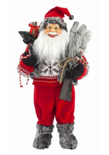 Χριστουγεννιάτικος Διακοσμητικός Άγιος Βασίλης Γκρι (60cm) - 1 Τεμάχιο