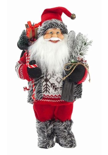 Χριστουγεννιάτικος Διακοσμητικός Άγιος Βασίλης Γκρι (40cm) - 1 Τεμάχιο