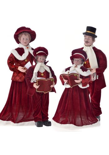 Χριστουγεννιάτικη Διακοσμητική Βελούδινη Οικογένεια - Σετ. 4 τεμ. (95cm)