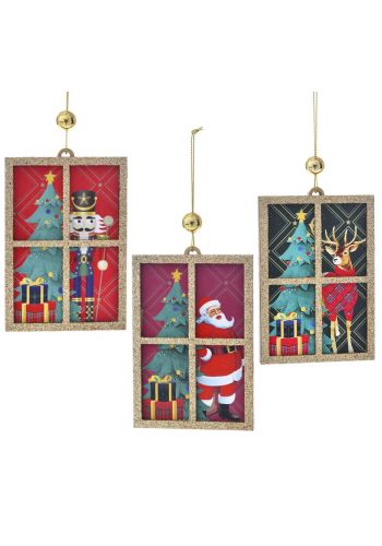 Χριστουγεννιάτικο Ξύλινο Παράθυρο - 3 Σχέδια (11cm)