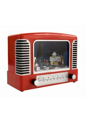 Χριστουγεννιάτικο Διακοσμητικό Ραδιόφωνο Κόκκινο με LED και Ήχο (24cm)