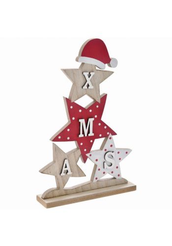 Χριστουγεννιάτικο Διακοσμητικό Ξύλινο "XMAS" με Αστέρια (25cm)