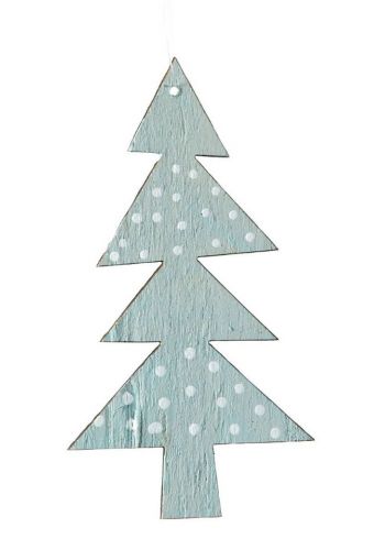 Χριστουγεννιάτικο Ξύλινο Δεντράκι Μπλε (10cm)