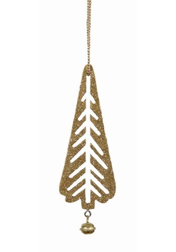 Χριστουγεννιάτικο Ξύλινο Δεντράκι Χρυσό (12cm) - 1 Τεμάχιο