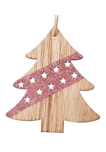 Χριστουγεννιάτικο Ξύλινο Δεντράκι με Αστεράκια (8cm) - 1 Τεμάχιο