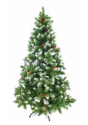Χριστουγεννιάτικο Δέντρο Χιονέ με Berries και Κουκουνάρια (1,80cm)