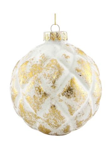 Χριστουγεννιάτικες Μπάλες Γυάλινες Χρυσές Κυψελωτές - Σετ 4 τεμ. (8cm)