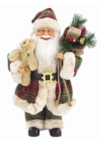 Χριστουγεννιάτικος Διακοσμητικός Άγιος Βασίλης Κόκκινος με Αρκούδο (45cm) - 1 Τεμάχιο