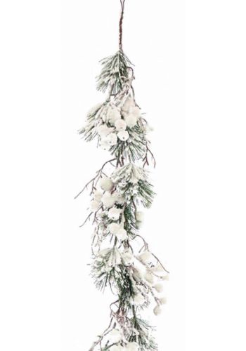 Χριστουγεννιάτικη Διακοσμητική Γιρλάντα Πράσινη Χιονισμένη (120cm)